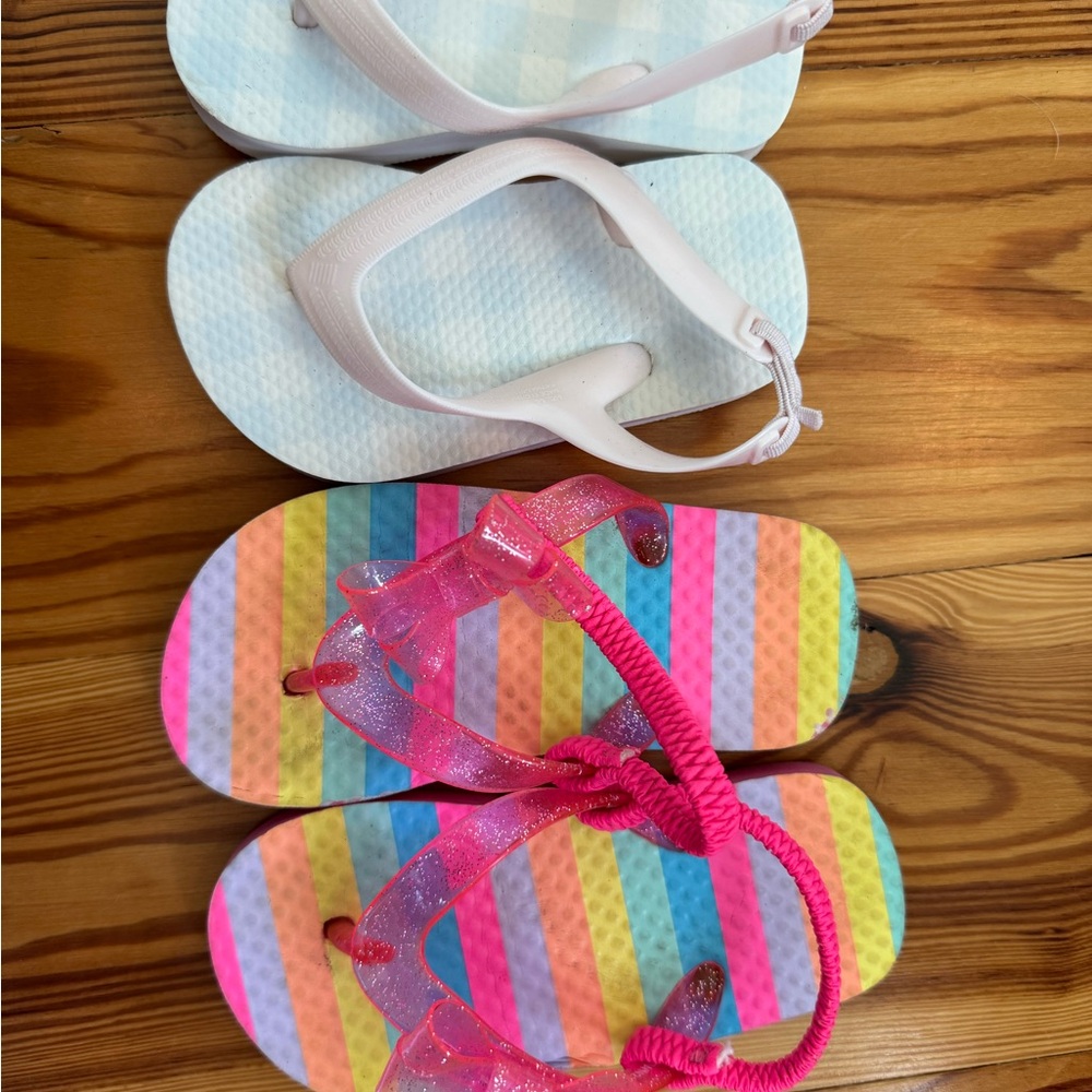Colorful Striped and Gingham pastel Kids Flip Flops